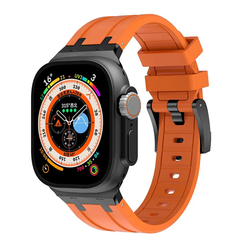 Luxury AP Mod Silicone Band Compatible with Apple Watch – Premium Strap for Series 1–9 & Ultra