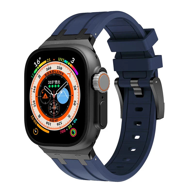 Luxury AP Mod Silicone Band Compatible with Apple Watch – Premium Strap for Series 1–9 & Ultra