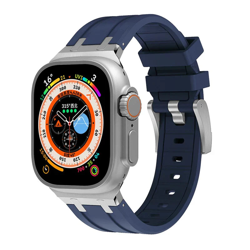 Luxury AP Mod Silicone Band Compatible with Apple Watch – Premium Strap for Series 1–9 & Ultra