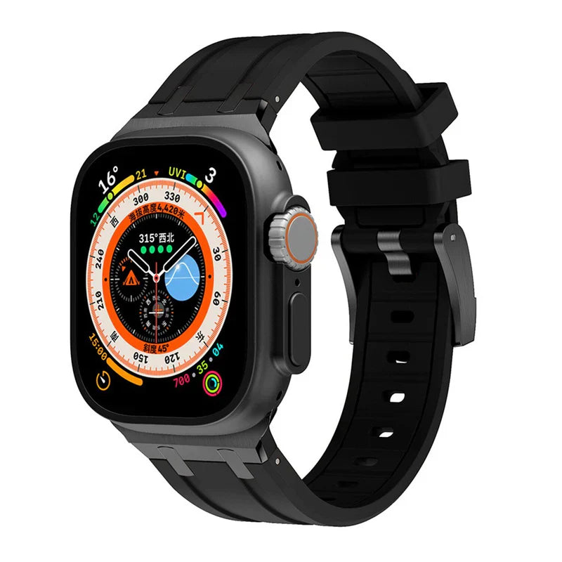 Luxury AP Mod Silicone Band Compatible with Apple Watch – Premium Strap for Series 1–9 & Ultra