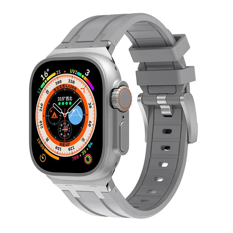 Luxury AP Mod Silicone Band Compatible with Apple Watch – Premium Strap for Series 1–9 & Ultra