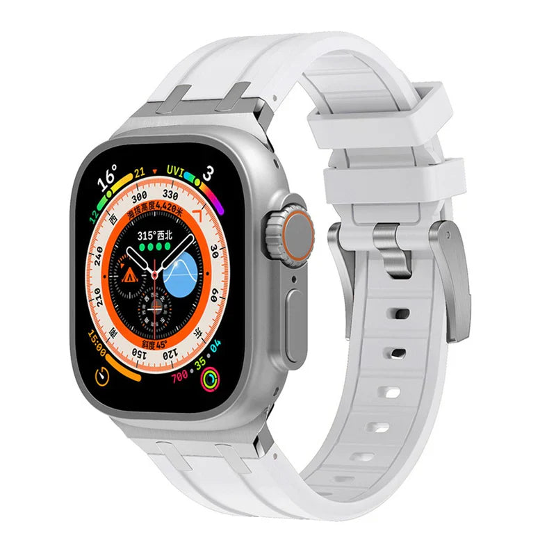 Luxury AP Mod Silicone Band Compatible with Apple Watch – Premium Strap for Series 1–9 & Ultra