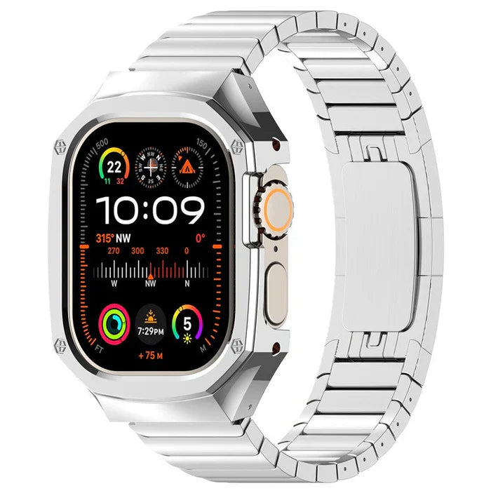 Straplix Stainless Steel Band with Case for Apple Watch Ultra – All-in-One Rugged Metal Strap & Protective Cover for 49mm