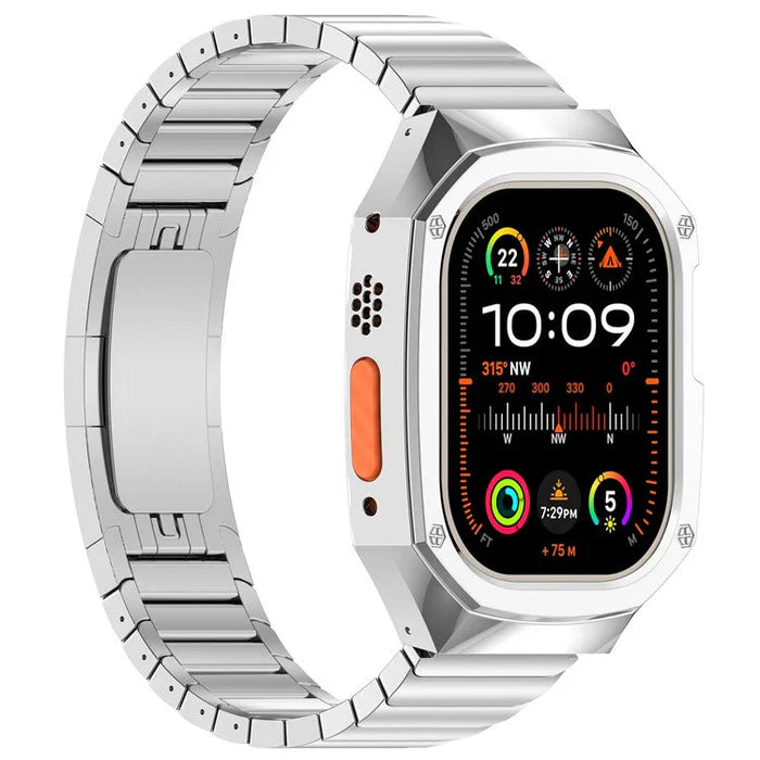 Straplix Stainless Steel Band with Case for Apple Watch Ultra – All-in-One Rugged Metal Strap & Protective Cover for 49mm